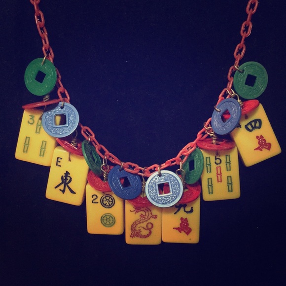 Etsy Jewelry Chinese Bakelite Mahjong Necklace Ooak Poshmark